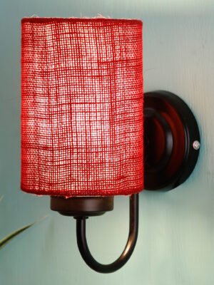 Ambika Home Maroon Jute Wall Mounted Lamp Iron Base Decorative Wall Lamp for Living Room, Bedroom & Hallway