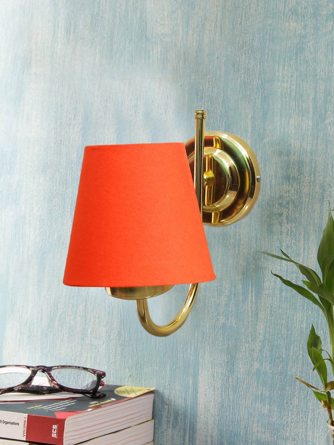 Ambika Home Orange cotton wall mounted Gold Lamp | Modern Decorative Wall Lamp for Living Room, Bedroom & Hallway