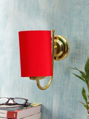 Ambika Home Red cotton wall mounted Gold Lamp | Modern Decorative Wall Lamp for Living Room, Bedroom & Hallway