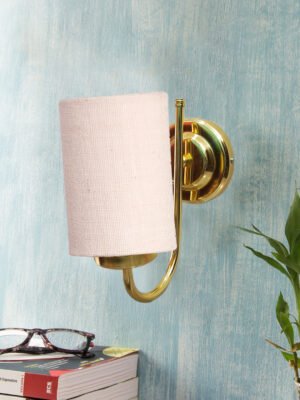 Ambika Home White Jute wall mounted Gold Lamp | Modern Decorative Wall Lamp for Living Room, Bedroom & Hallway