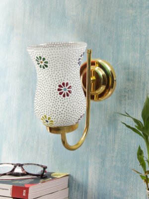 Ambika Home Multicolor Mosiac Glass wall mounted Gold Lamp | Modern Decorative Wall Lamp for Living Room, Bedroom & Hallway
