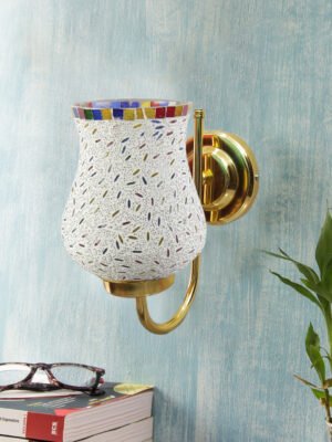 Ambika Home Multicolor Mosiac Glass wall mounted Gold Lamp | Modern Decorative Wall Lamp for Living Room, Bedroom & Hallway