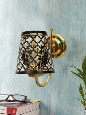 Ambika Home Etched wall shade with Gold Wall Mounted Lamp | Modern Decorative Wall Lamp for Living Room, Bedroom & Hallway