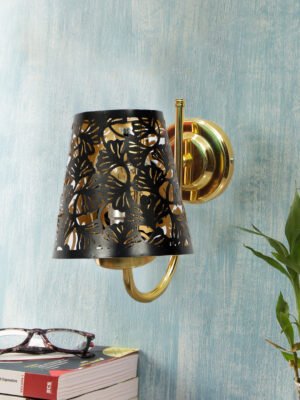 Ambika Home Etched wall shade with Gold Wall Mounted Lamp | Modern Decorative Wall Lamp for Living Room, Bedroom & Hallway