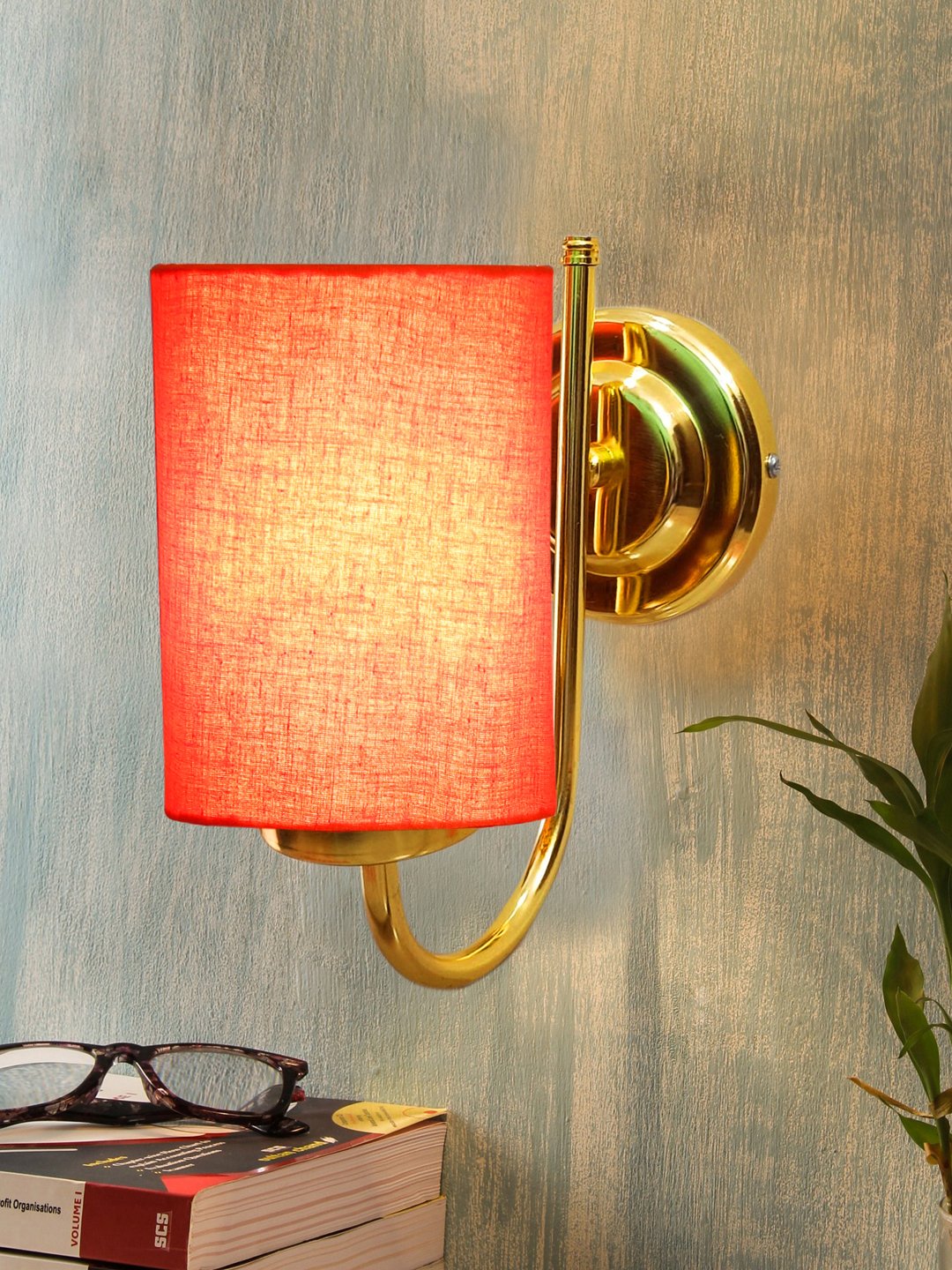Ambika Home Orange cotton wall mounted Gold Lamp- | Modern Decorative Wall Lamp for Living Room, Bedroom & Hallway - Image 2