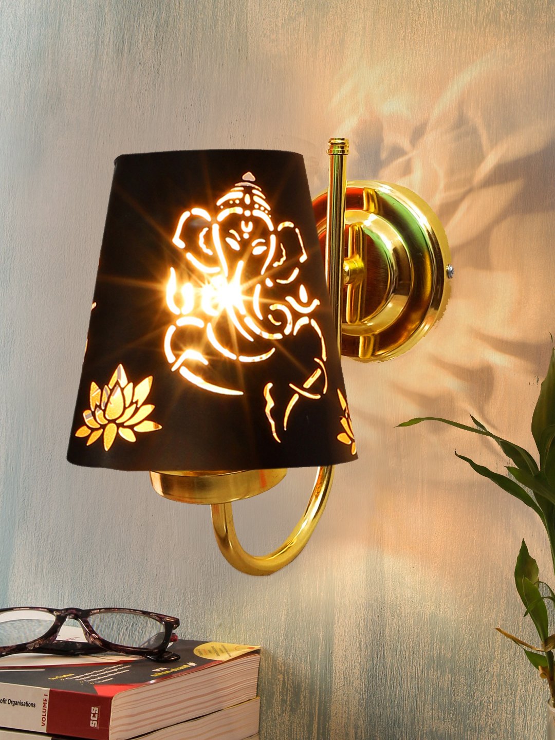 Ambika Home Ganesha JI wall shade with Gold Wall Mounted Lamp | Modern Decorative Wall Lamp for Living Room, Bedroom & Hallway - Image 2