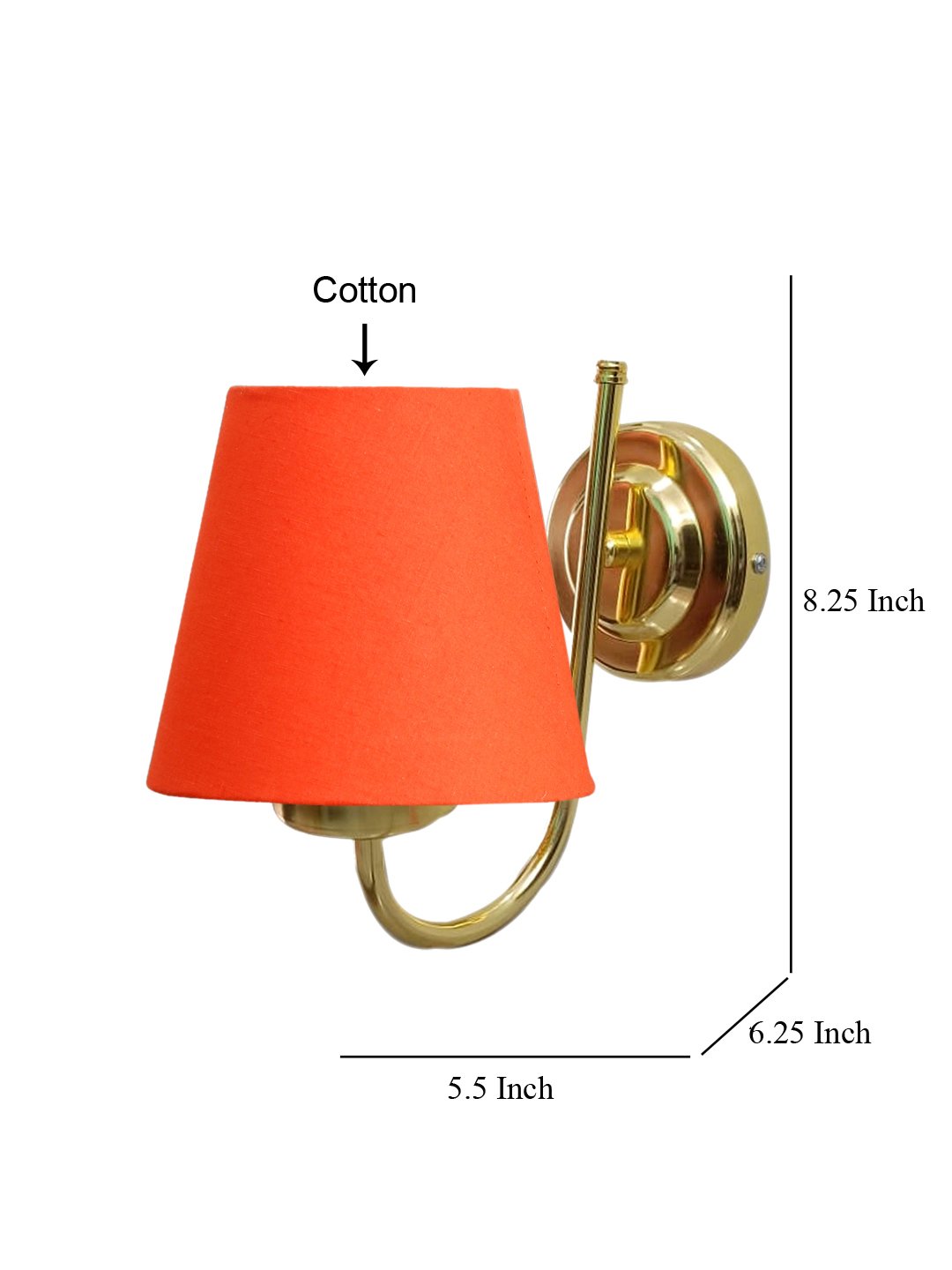 Ambika Home Orange cotton wall mounted Gold Lamp | Modern Decorative Wall Lamp for Living Room, Bedroom & Hallway - Image 4