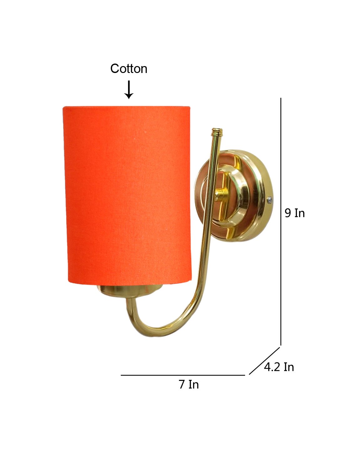Ambika Home Orange cotton wall mounted Gold Lamp- | Modern Decorative Wall Lamp for Living Room, Bedroom & Hallway - Image 4