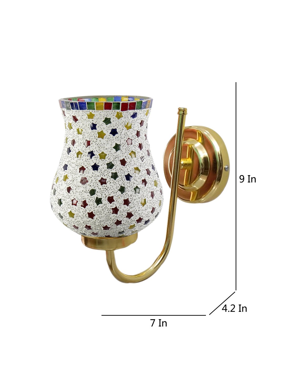 Ambika Home Multicolor Mosiac Glass wall mounted Gold Lamp | Modern Decorative Wall Lamp for Living Room, Bedroom & Hallway - Image 4