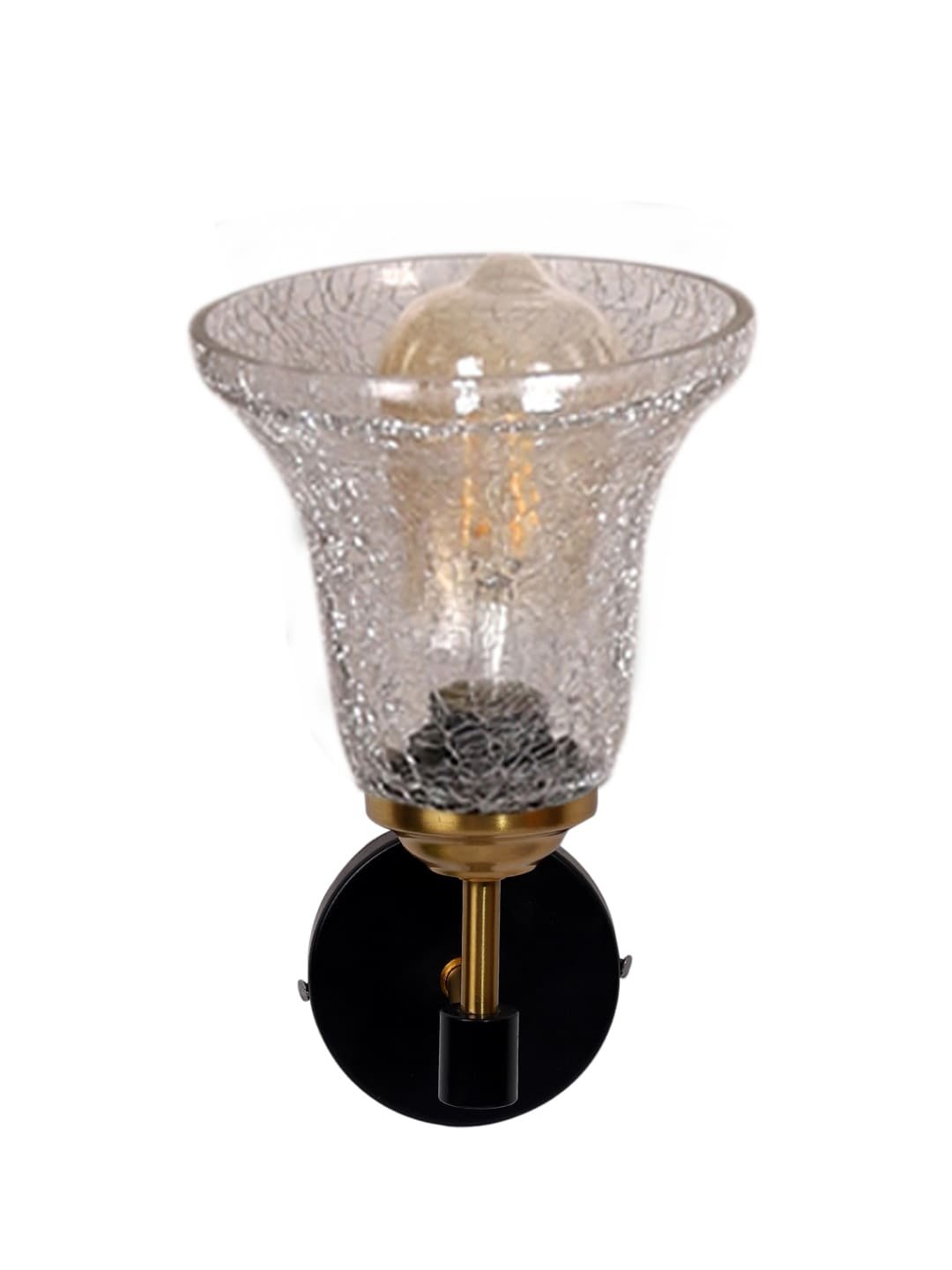 Ambika Home Wooden Wall Lamp with Diamond Cut Smoke Glass | Modern Wall Light for Living Room Bedroom Hallway Lobby Staircase | Decorative Indoor Wall Sconce - Image 5