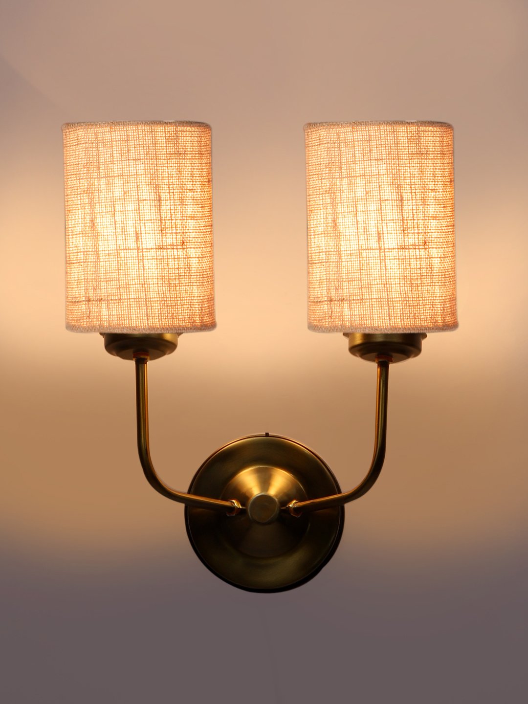 Ambika Home Dual Beige Jute Wall Mounted Lamp with Gold Metal Base for Living Room & Hall | Luxury Decorative Wall Light for Living Room, Bedroom, Hallway & Home Décor - Image 6