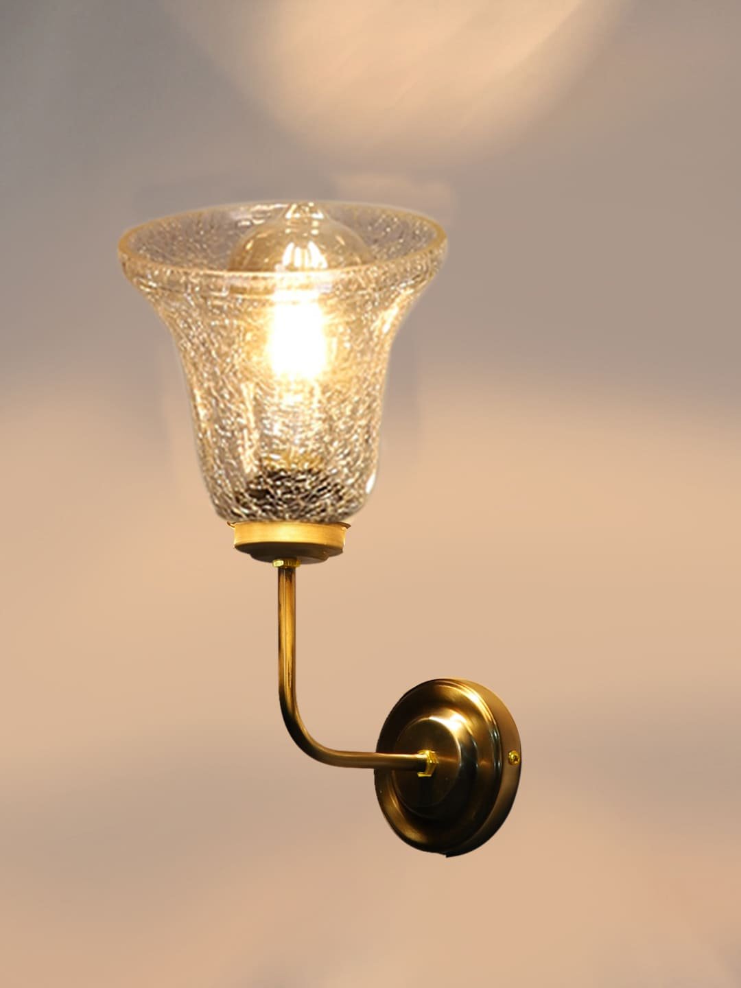 Ambika Home Gold wall mounted Lamp with Transparent Crinkle Glass | Modern Wall Light for Living Room Bedroom Hallway Lobby Staircase | Decorative Indoor Wall Sconce - Image 3