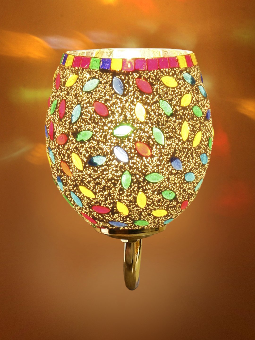 Ambika Home Multicolor Mosiac Glass wall mounted Gold Lamp | Modern Decorative Wall Lamp for Living Room, Bedroom & Hallway - Image 6