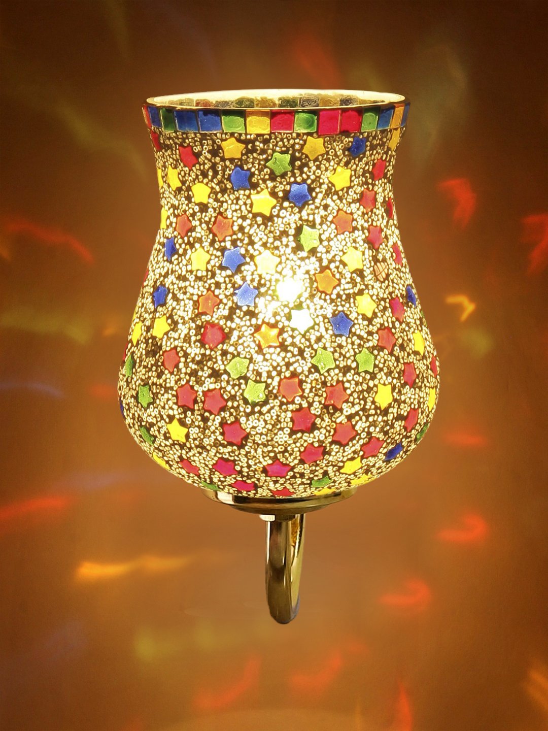 Ambika Home Multicolor Mosiac Glass wall mounted Gold Lamp | Modern Decorative Wall Lamp for Living Room, Bedroom & Hallway - Image 6