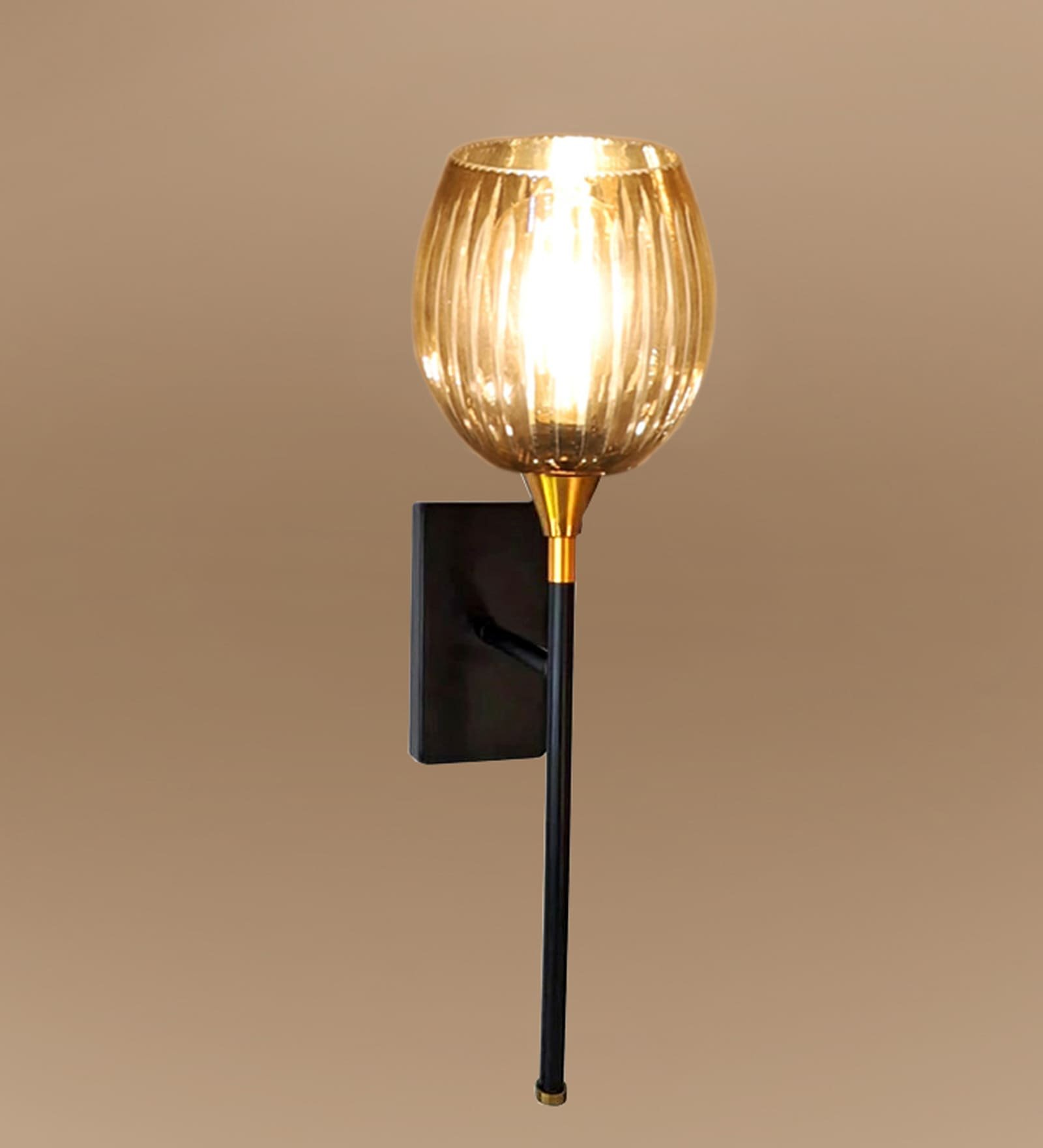 Ambika Home Metal Black Lamp With Transparent Crinkle Glass | Modern Wall Light for Living Room Bedroom Hallway Lobby Staircase | Decorative Indoor Wall Sconce - Image 3