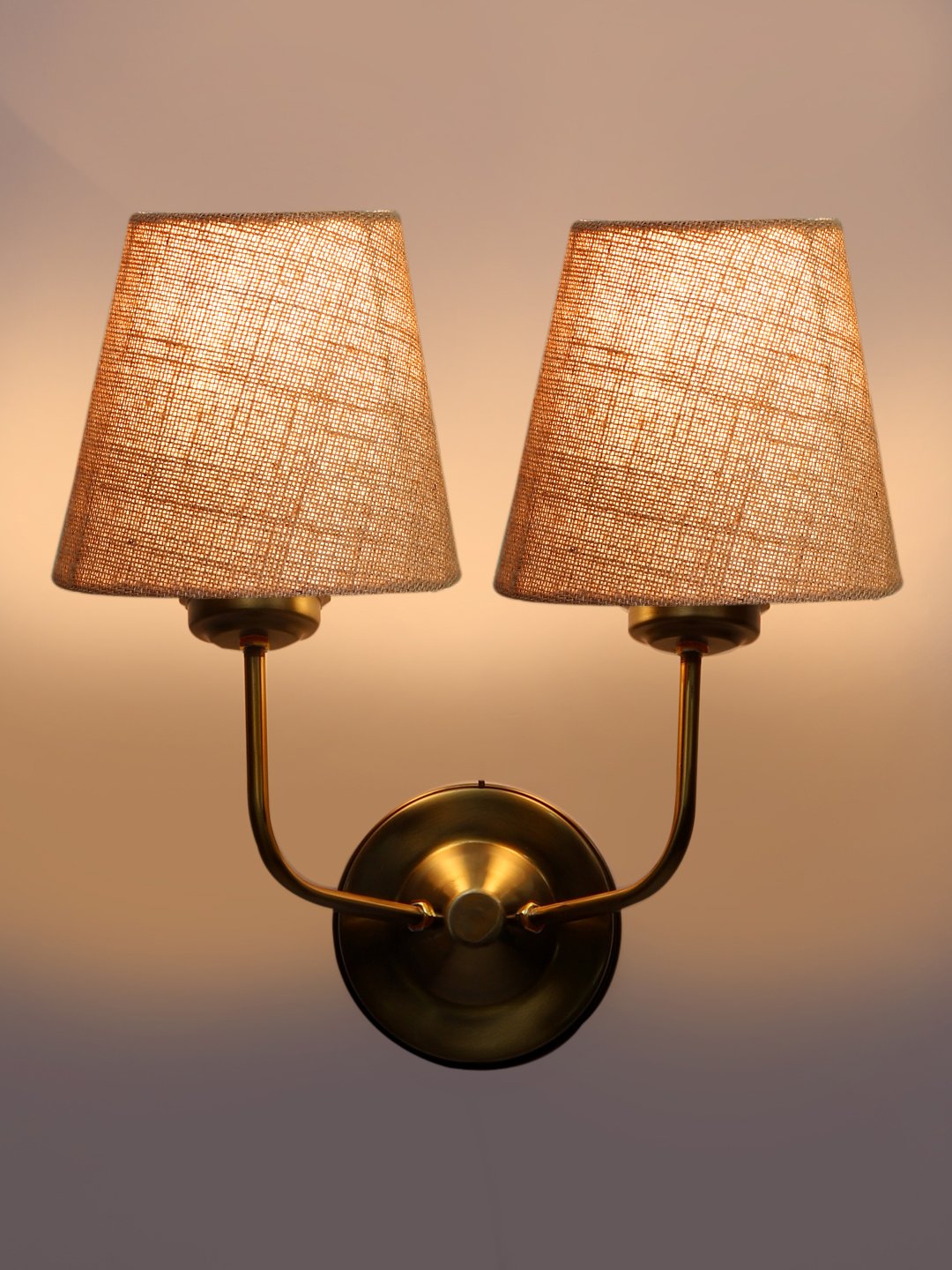 Ambika Home Dual Beige Jute Conical Shade Wall Mounted Lamp with Gold Metal Base for Living Room & Hall | Luxury Decorative Wall Light for Living Room, Bedroom, Hallway & Home Décor - Image 6