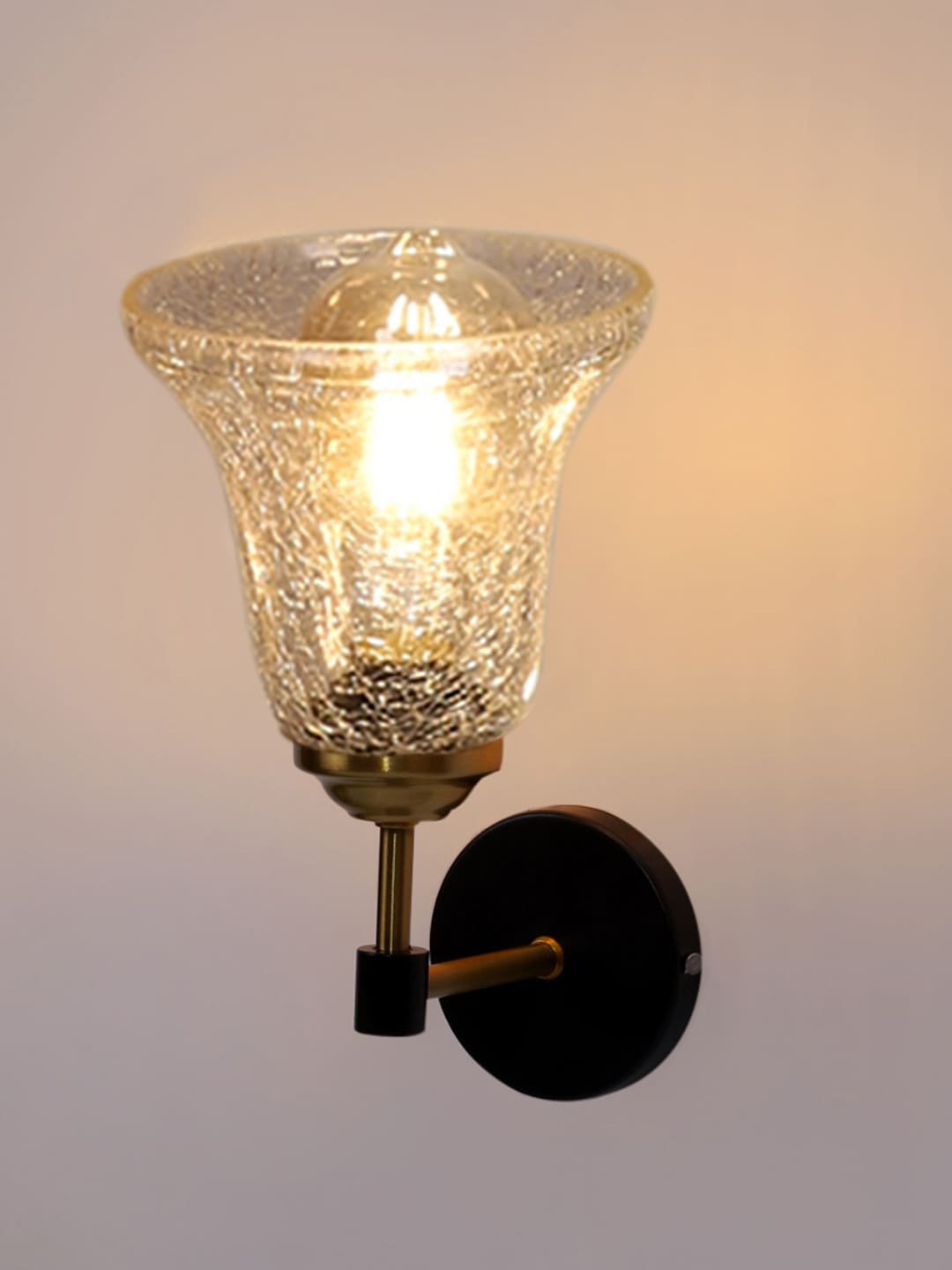 Ambika Home Wooden Wall Lamp with Diamond Cut Smoke Glass | Modern Wall Light for Living Room Bedroom Hallway Lobby Staircase | Decorative Indoor Wall Sconce - Image 3