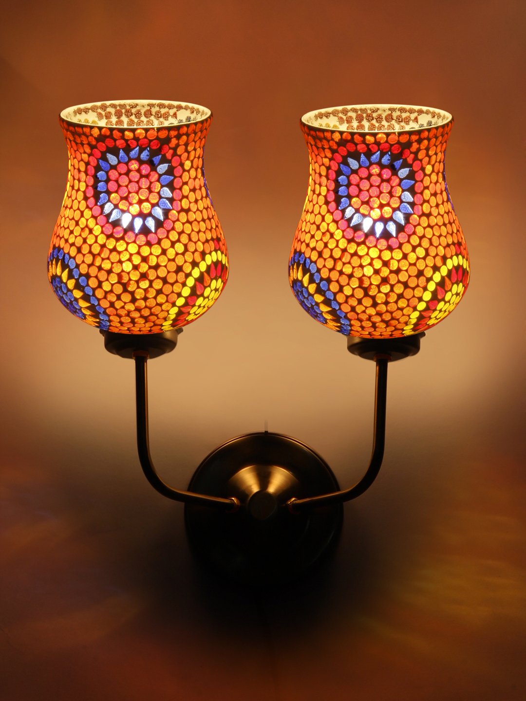 Ambika Home Dual Handcrafted Mosaic Glass Wall Light – Multicolor Luxury Gold Base | Luxury Decorative Wall Light for Living Room, Bedroom, Hallway & Home Décor - Image 7