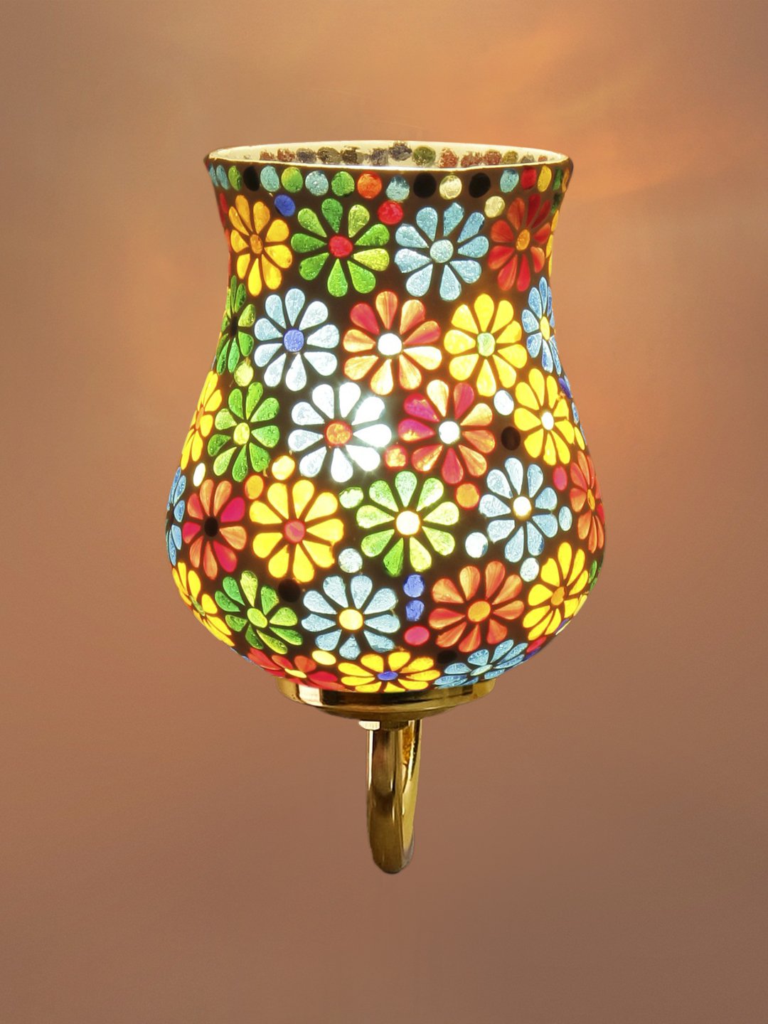 Ambika Home Multicolor Mosiac Glass wall mounted Gold Lamp | Modern Decorative Wall Lamp for Living Room, Bedroom & Hallway - Image 7