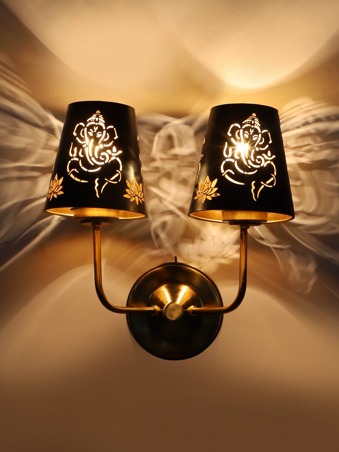 Ambika Home Dual Metal Etched Wall Mounted Lamp with Golden Base for Living Room & Hall | Luxury Decorative Wall Light for Living Room, Bedroom, Hallway & Home Décor - Image 7
