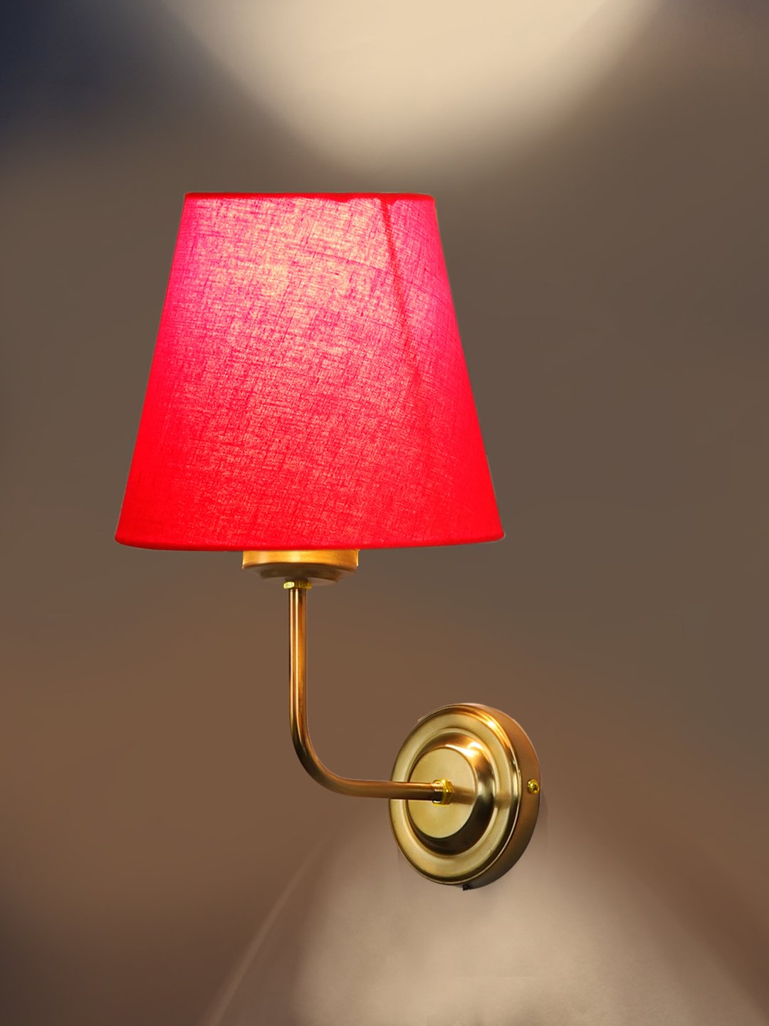 Ambika Home Elegant Red Cotton Conical Wall Mounted Lamp with Gold Base for Living Room Décor | Luxury Decorative Wall Light for Living Room, Bedroom, Hallway & Home Décor - Image 7