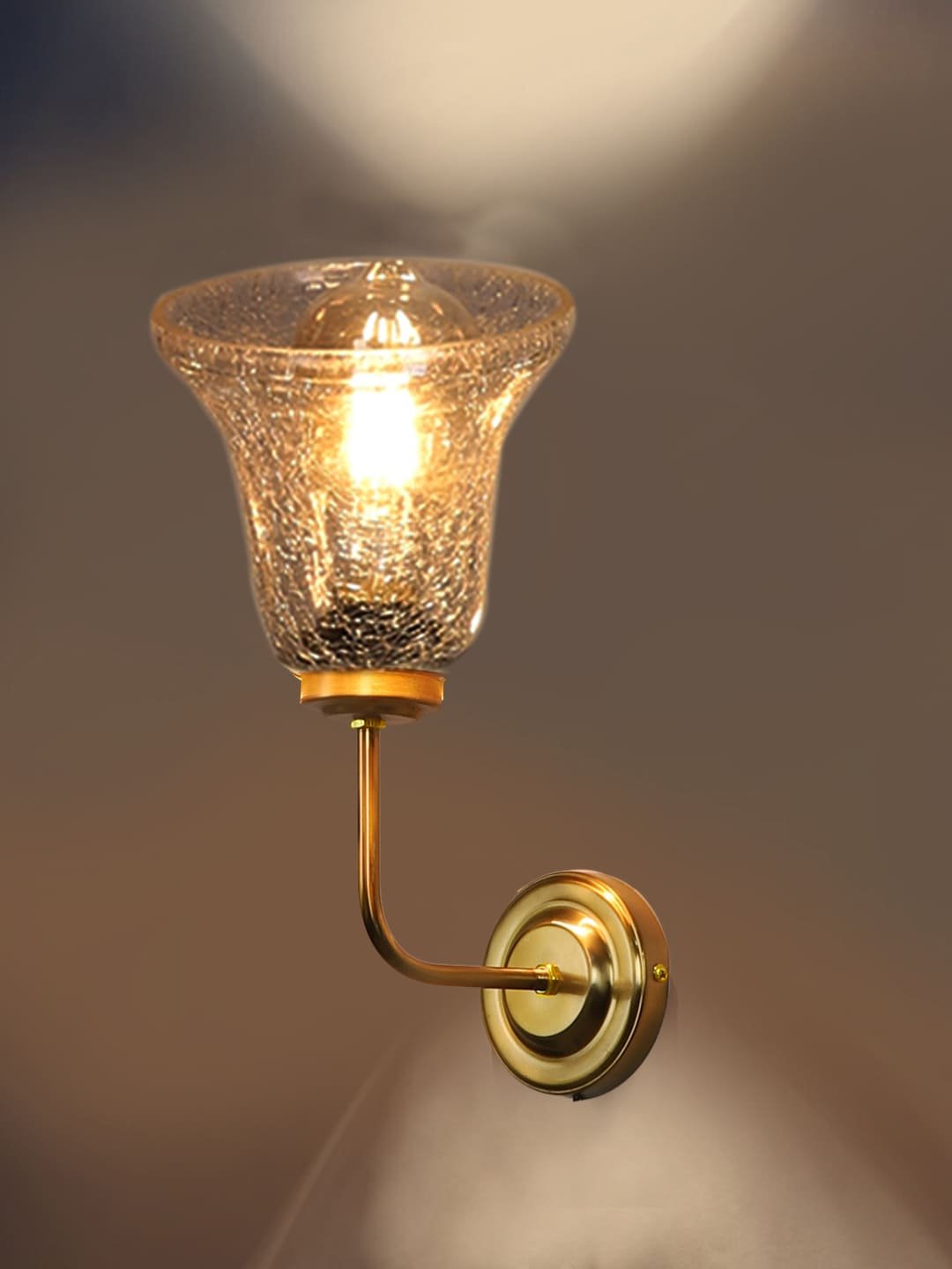 Ambika Home Gold wall mounted Lamp with Transparent Crinkle Glass | Modern Wall Light for Living Room Bedroom Hallway Lobby Staircase | Decorative Indoor Wall Sconce - Image 2