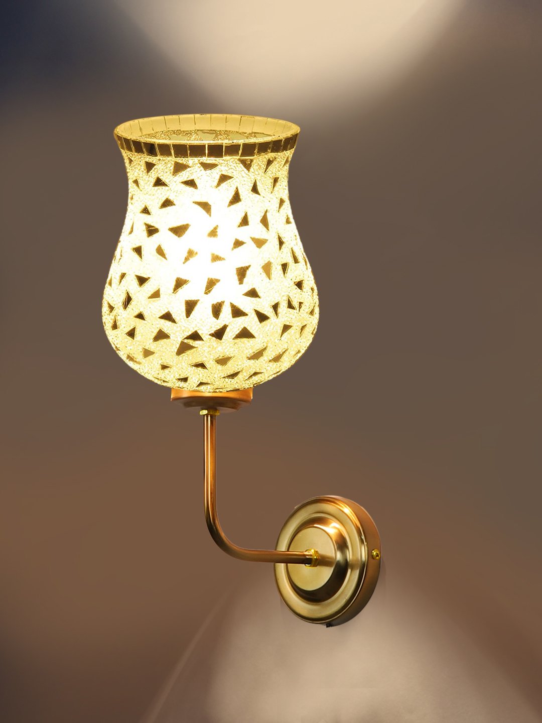 Ambika Home Luxury Multicolor Mosaic Glass Shade Wall Light with Gold Metal Base | Luxury Decorative Wall Light for Living Room, Bedroom, Hallway & Home Décor - Image 7
