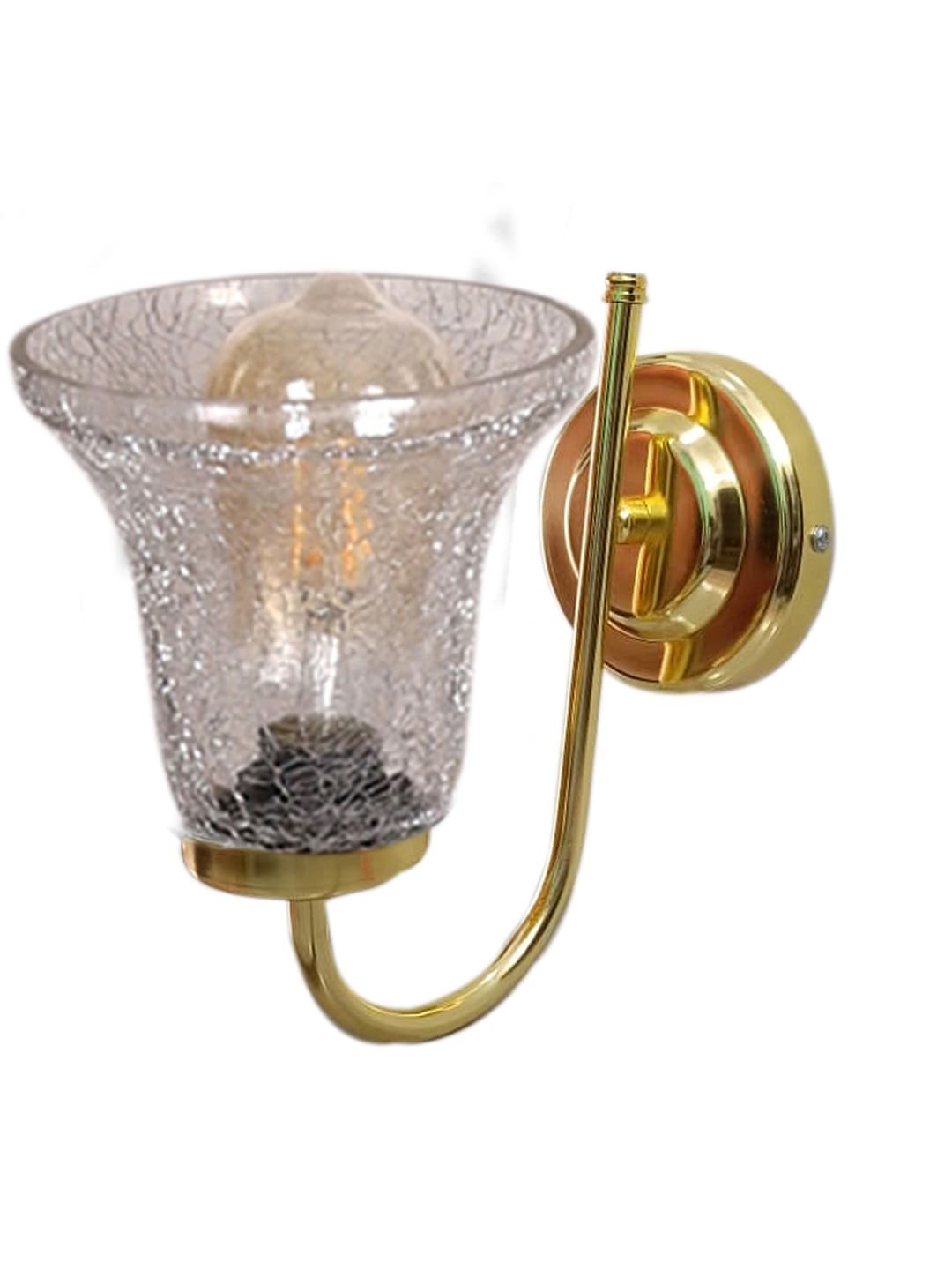 Ambika Home Gold wall lamp with Transparent Crinkle Glass | Modern Wall Light for Living Room Bedroom Hallway Lobby Staircase | Decorative Indoor Wall Sconce - Image 2