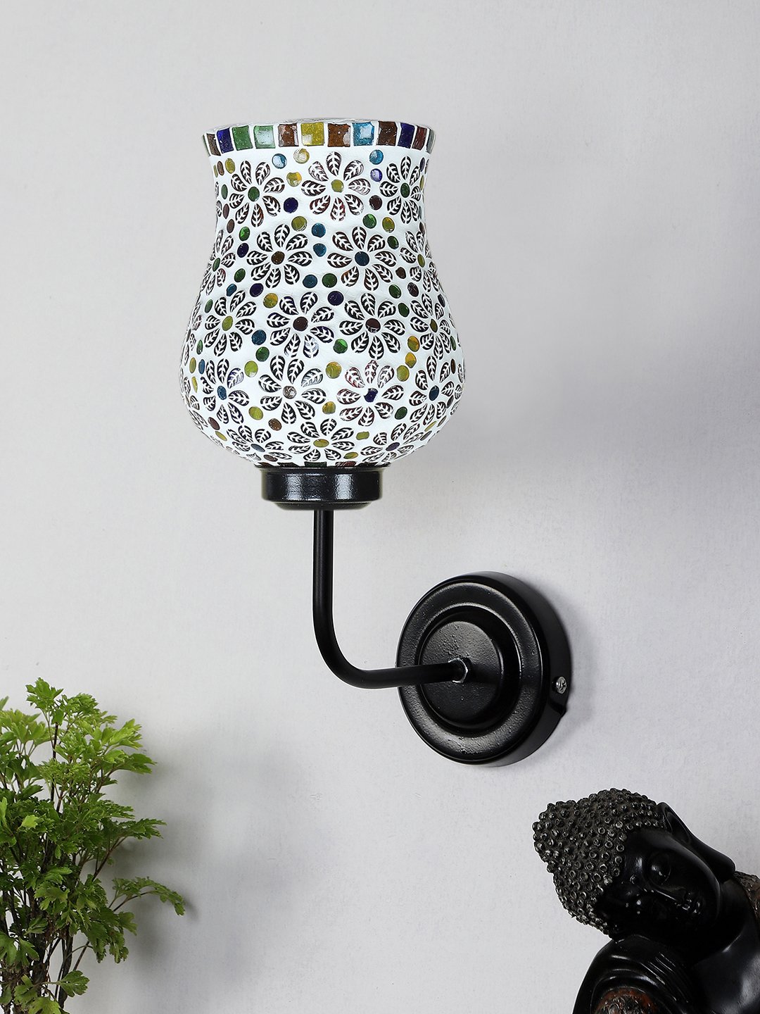 Ambika Home Multicolor Mosaic Glass shade wall mounted lamp with iron base Decorative Wall Lamp for Living Room, Bedroom & Hallway