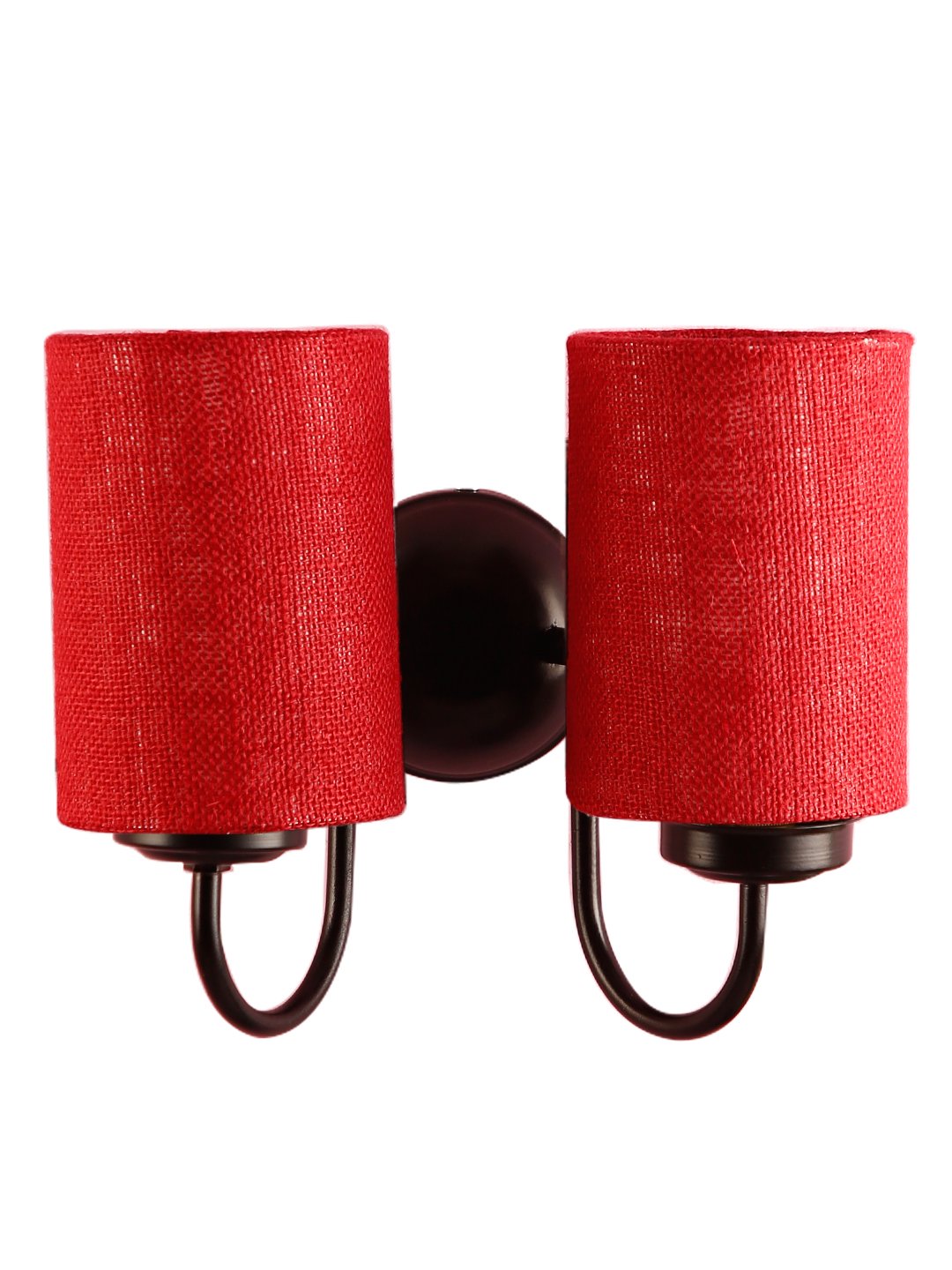 Ambika Home Dual Maroon Jute Wall Mounted Lamp Iron Base Decorative Wall Lamp for Living Room, Bedroom & Hallway - Image 3