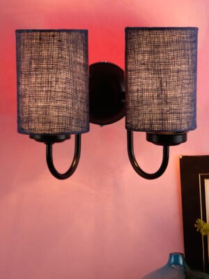 Ambika Home Dual Blue Jute Wall Mounted Lamp Iron Base Decorative Wall Lamp for Living Room, Bedroom & Hallway