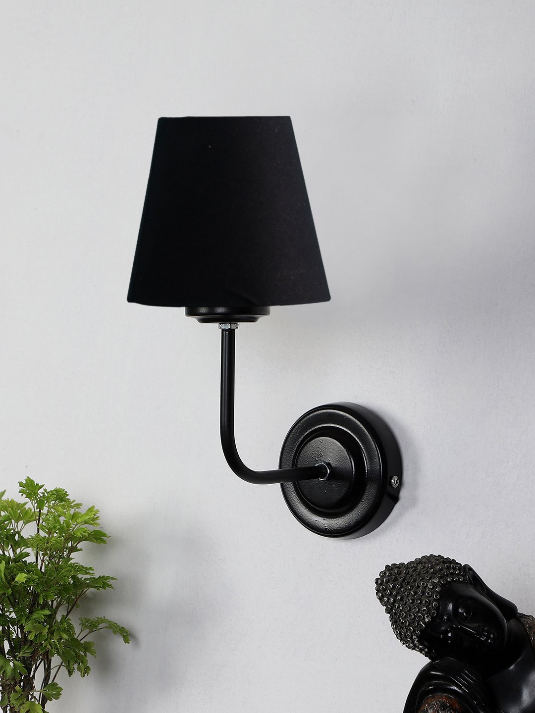Ambika Home Black cotton Wall mounted Lamp with Iron Base Decorative Wall Lamp for Living Room, Bedroom & Hallway