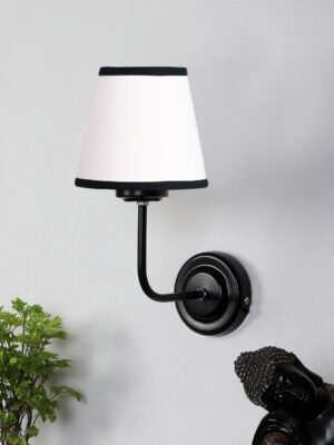 Ambika Home White & Black cotton Wall mounted Lamp Iron Base Decorative Wall Lamp for Living Room, Bedroom & Hallway