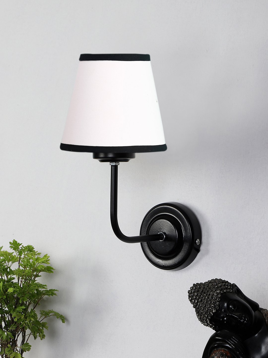 Ambika Home White & Black cotton Wall mounted Lamp Iron Base Decorative Wall Lamp for Living Room, Bedroom & Hallway