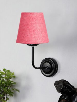 Ambika Home Pink Jute Wall Mounted Lamp Iron Base Decorative Wall Lamp for Living Room, Bedroom & Hallway
