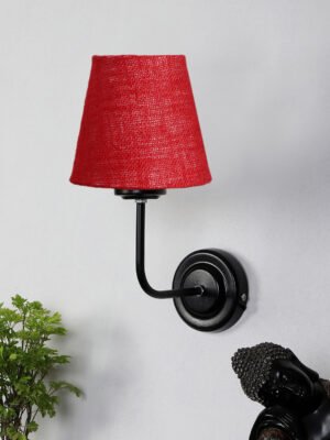 Ambika Home Maroon Jute Wall Mounted Lamp Iron Base Decorative Wall Lamp for Living Room, Bedroom & Hallway