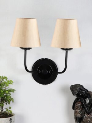 Ambika Home Dual Off White Cotton Wall Mounted Lamp with Iron Base Decorative Wall Lamp for Living Room, Bedroom & Hallway