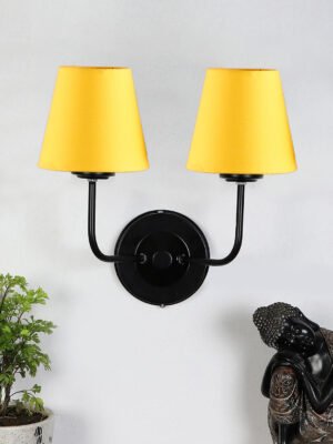 Ambika Home Dual Yellow cotton Wall mounted Lamp Iron Base Decorative Wall Lamp for Living Room, Bedroom & Hallway