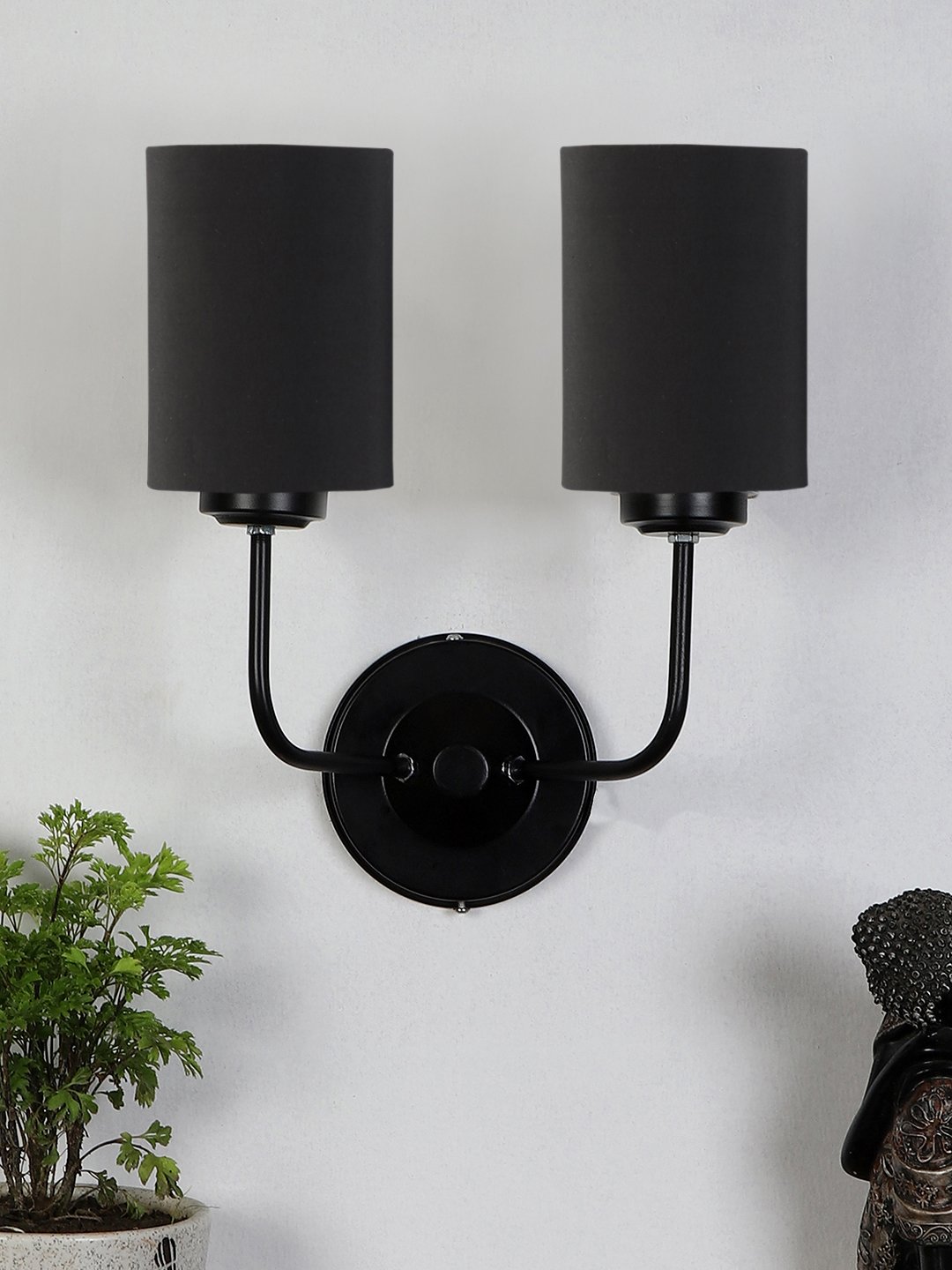 Ambika Home Dual Black cotton Wall mounted Lamp with Iron Base Decorative Wall Lamp for Living Room, Bedroom & Hallway