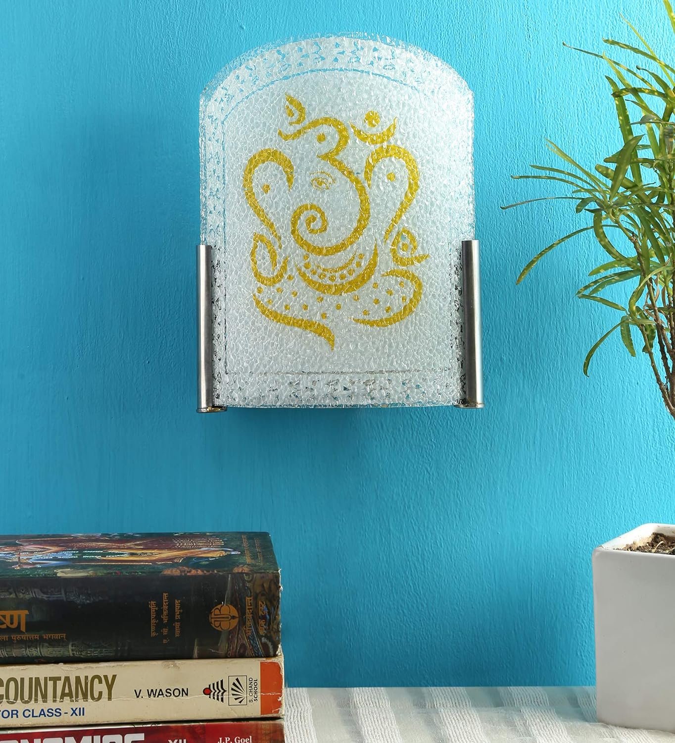 Ambika Home Yellow Ganesh Ji Wall Mounted Lamp for Home Entrance & Temple Decor