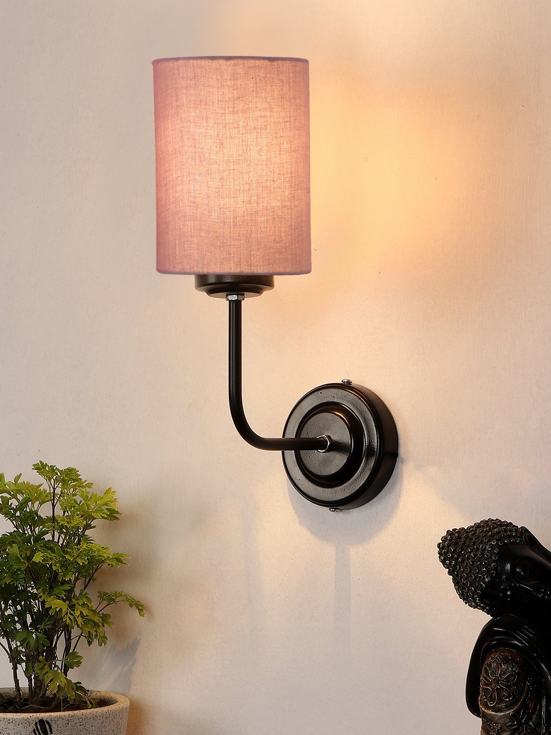 Ambika Home Grey cotton Wall mounted Lamp Iron Base Decorative Wall Lamp for Living Room, Bedroom & Hallway - Image 2