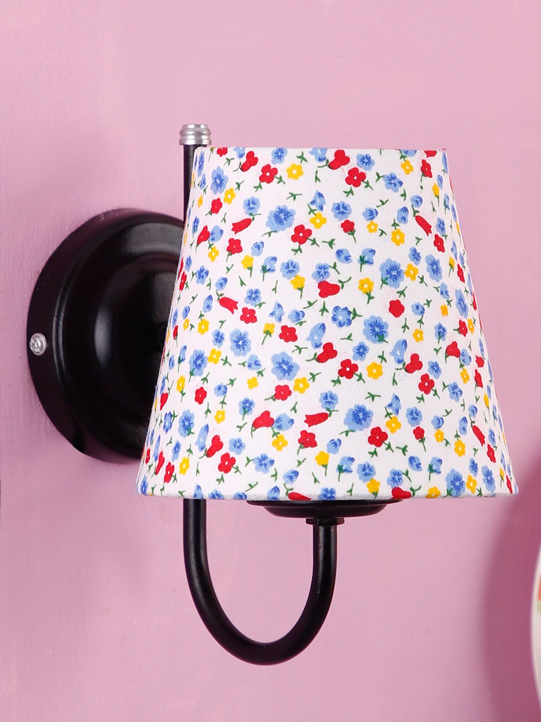 Ambika Home Multicolor cotton shade wall mounted lamp with iron base Decorative Wall Lamp for Living Room, Bedroom & Hallway - Image 2