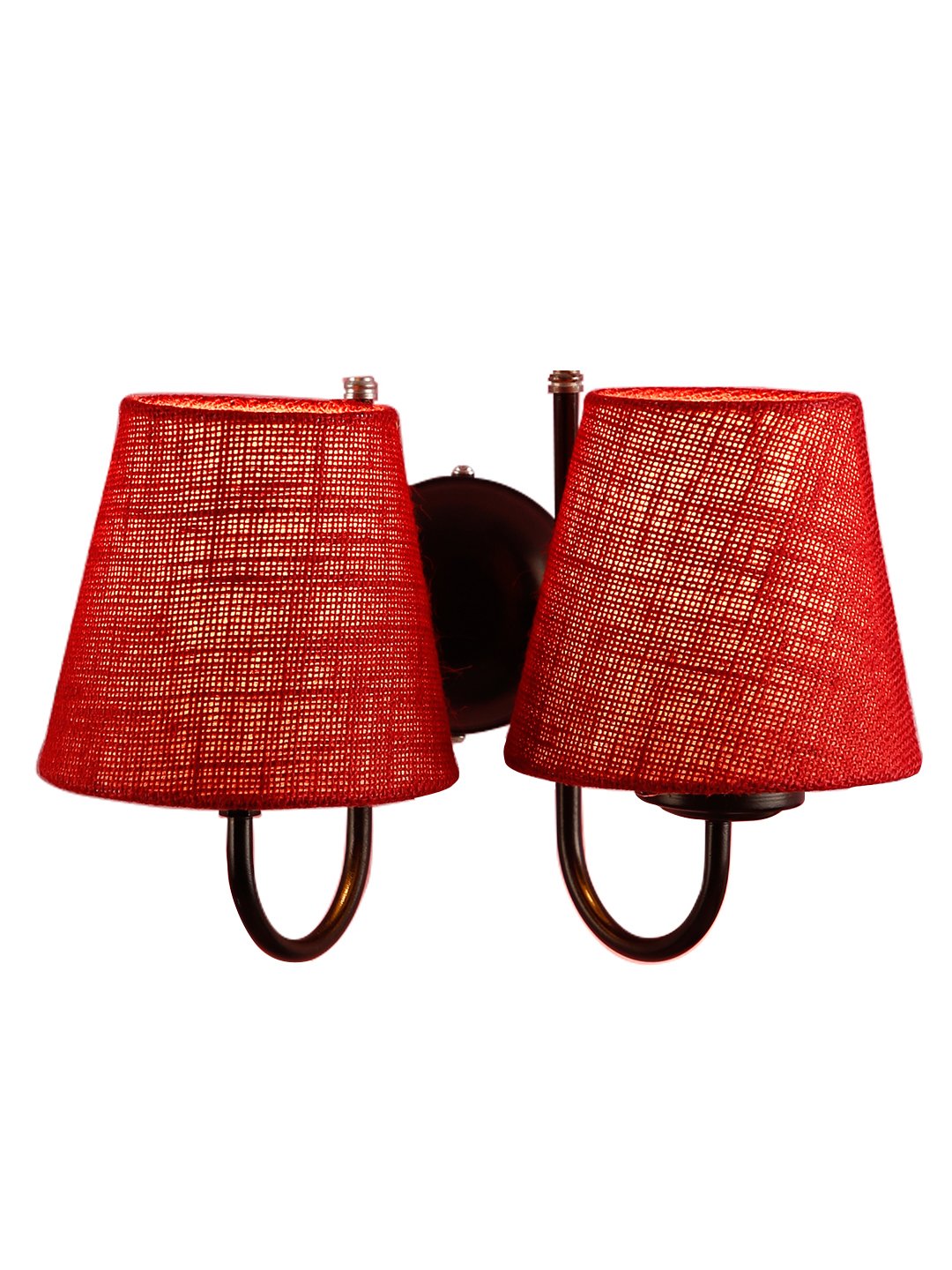 Ambika Home Dual Maroon Jute Wall Mounted Lamp Iron Base Decorative Wall Lamp for Living Room, Bedroom & Hallway - Image 4