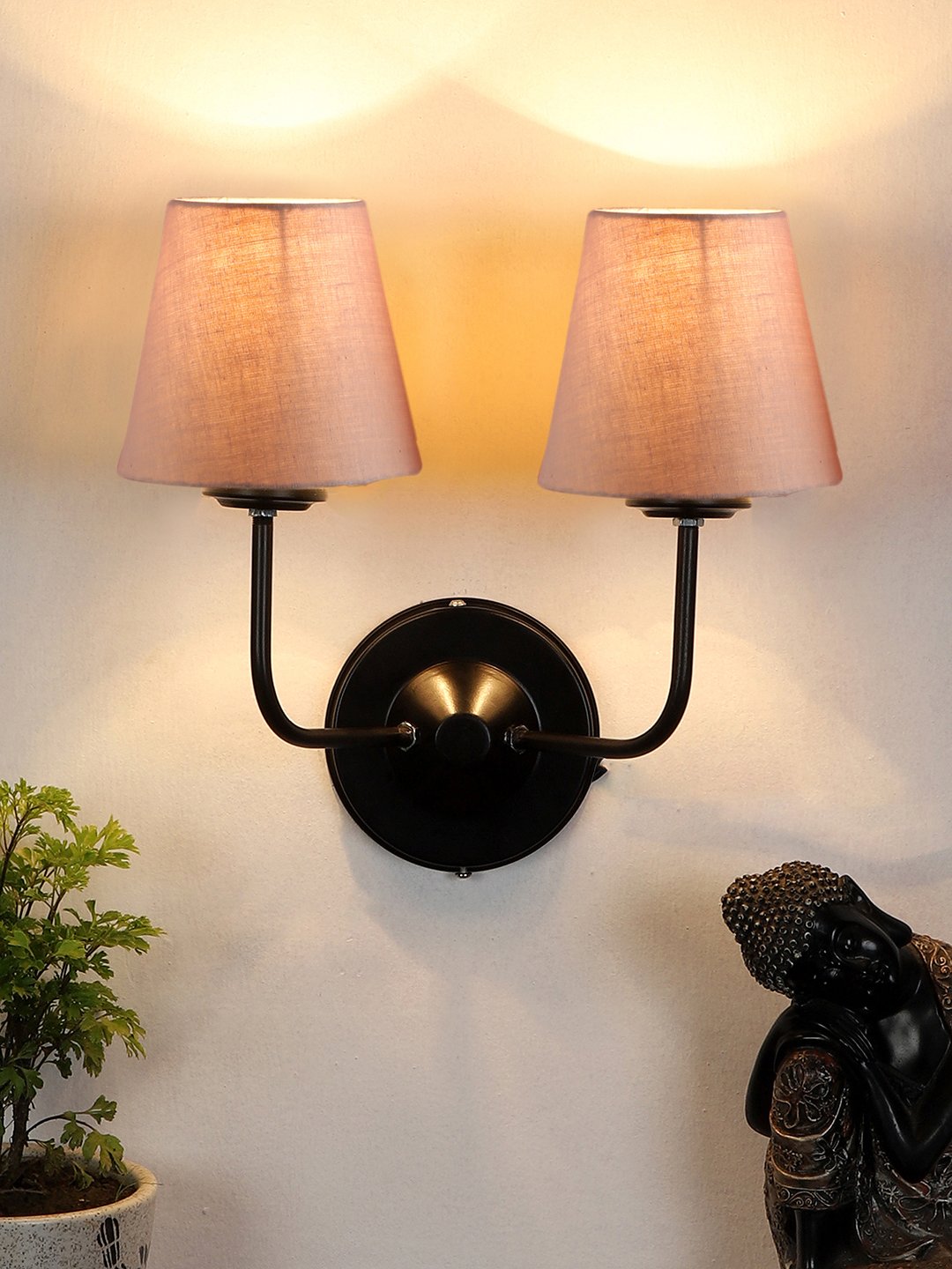 Ambika Home Dual Grey cotton Wall mounted Lamp Iron Base Decorative Wall Lamp for Living Room, Bedroom & Hallway - Image 2