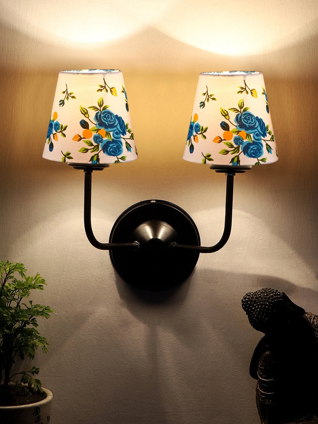 Ambika Home Dual Multicolor cotton shade wall mounted lamp with iron base Decorative Wall Lamp for Living Room, Bedroom & Hallway - Image 2
