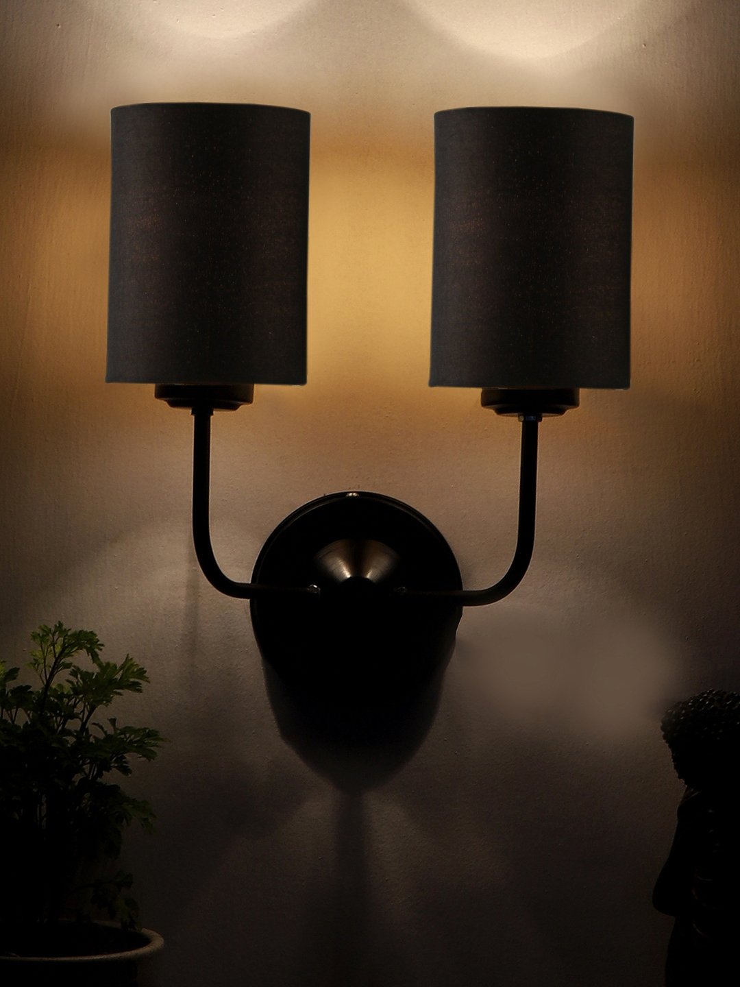 Ambika Home Dual Black cotton Wall mounted Lamp with Iron Base Decorative Wall Lamp for Living Room, Bedroom & Hallway - Image 2