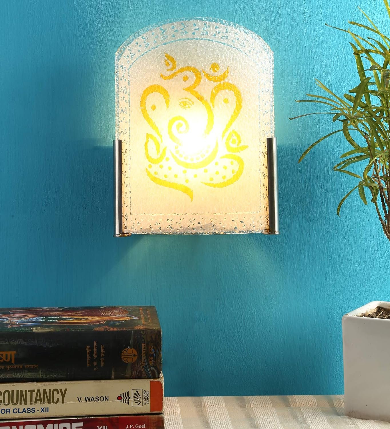 Ambika Home Yellow Ganesh Ji Wall Mounted Lamp for Home Entrance & Temple Decor - Image 2