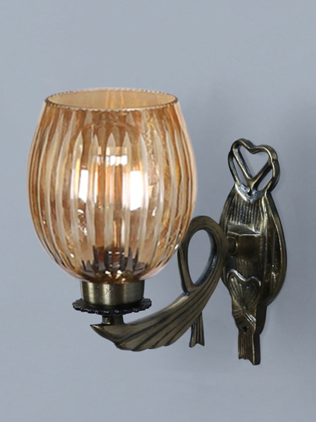 Ambika Home Antique wall lamp with Diamond Cut Smoke Glass | Modern Wall Light for Living Room Bedroom Hallway Lobby Staircase | Decorative Indoor Wall Sconce - Image 2