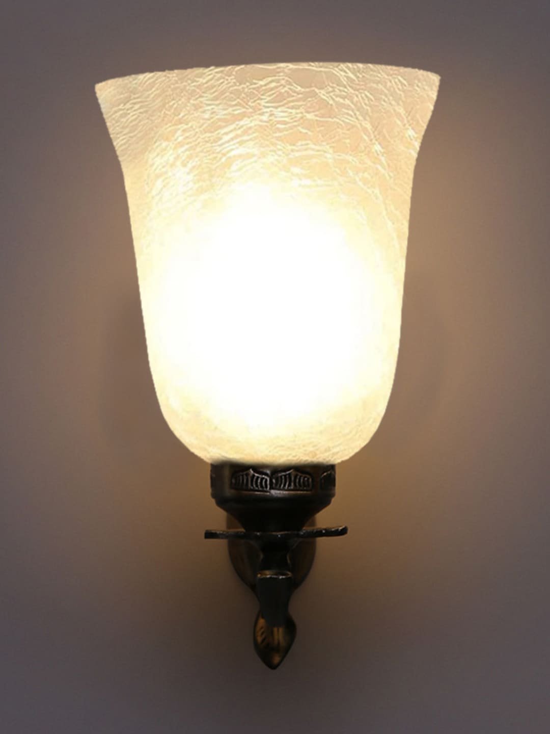 Ambika Home Antique wall lamp with White Milky Crinkle Glass | Modern Wall Light for Living Room Bedroom Hallway Lobby Staircase | Decorative Indoor Wall Sconce - Image 4