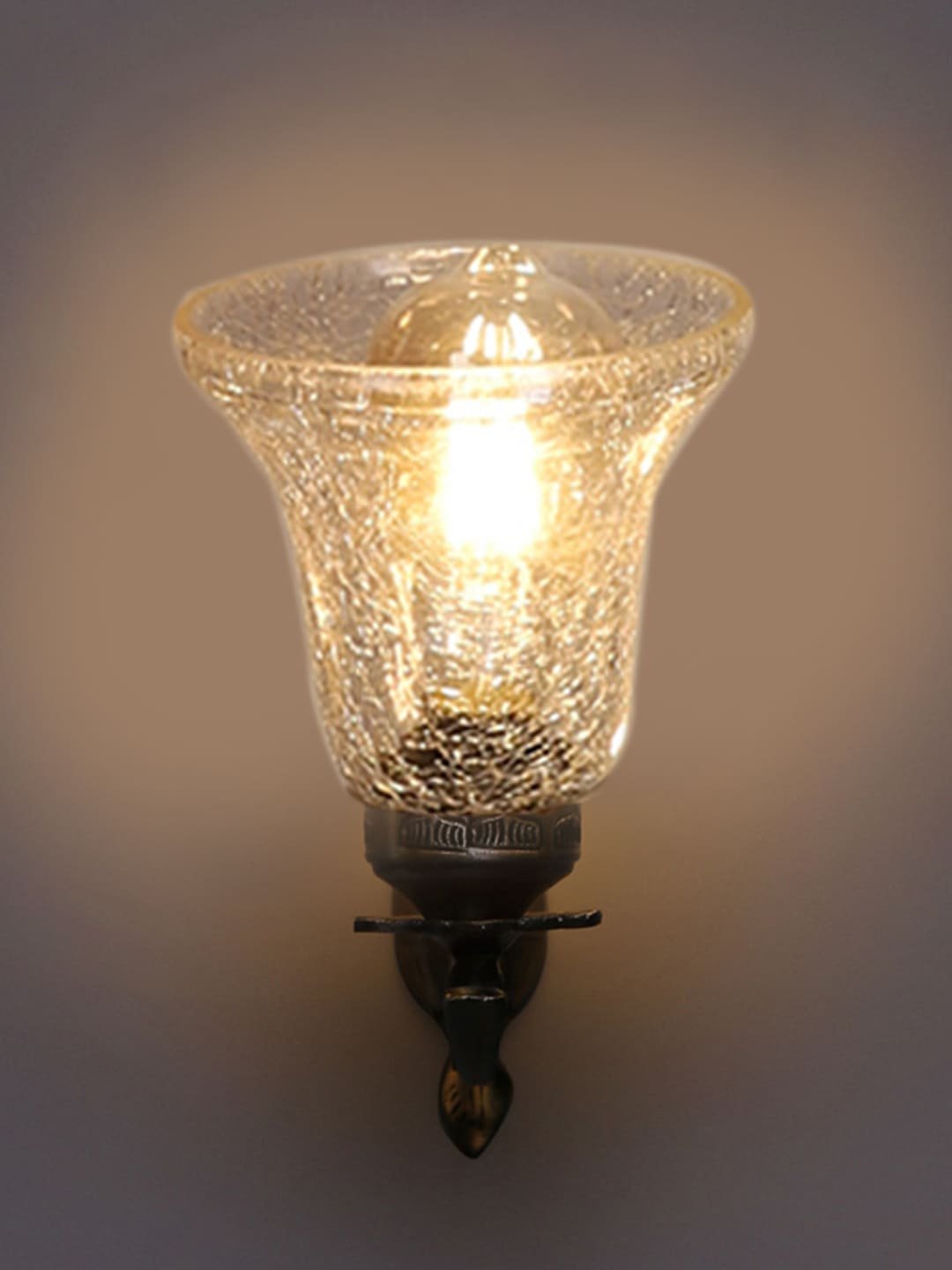 Ambika Home Antique wall lamp with Transparent Crinkle Glass | Modern Wall Light for Living Room Bedroom Hallway Lobby Staircase | Decorative Indoor Wall Sconce - Image 4